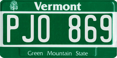 VT license plate PJO869