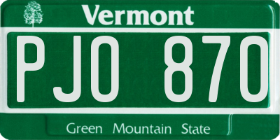 VT license plate PJO870