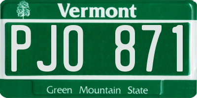 VT license plate PJO871