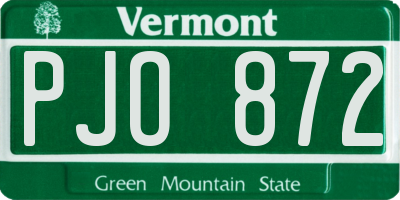 VT license plate PJO872