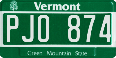 VT license plate PJO874