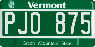 VT license plate PJO875