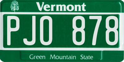 VT license plate PJO878