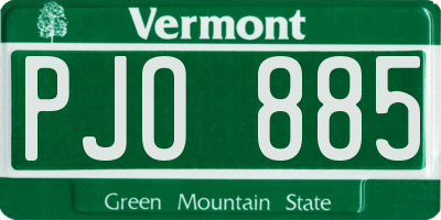 VT license plate PJO885