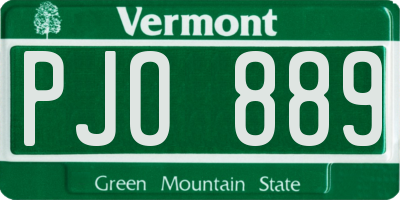 VT license plate PJO889