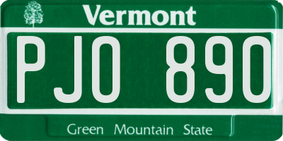 VT license plate PJO890