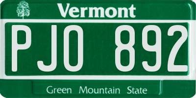VT license plate PJO892