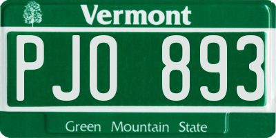 VT license plate PJO893