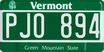 VT license plate PJO894