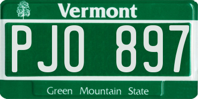 VT license plate PJO897
