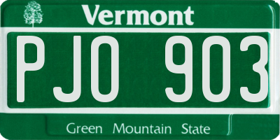 VT license plate PJO903