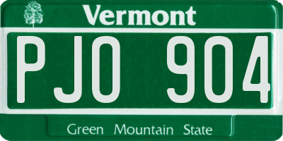 VT license plate PJO904