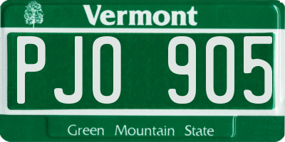 VT license plate PJO905