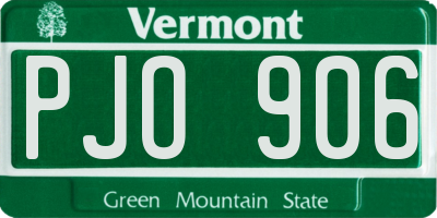 VT license plate PJO906