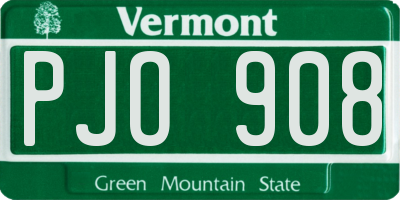 VT license plate PJO908