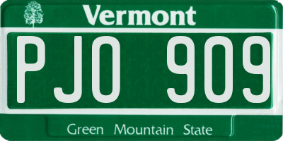 VT license plate PJO909