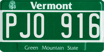 VT license plate PJO916