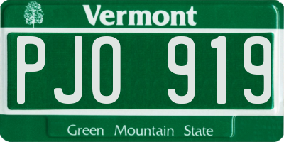 VT license plate PJO919