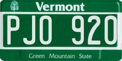 VT license plate PJO920