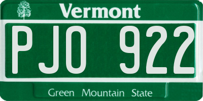 VT license plate PJO922