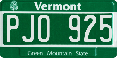 VT license plate PJO925