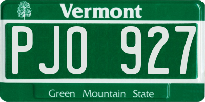 VT license plate PJO927