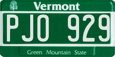 VT license plate PJO929
