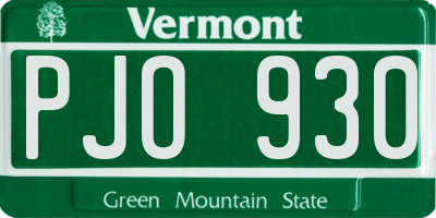 VT license plate PJO930