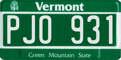 VT license plate PJO931