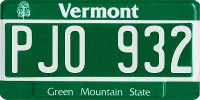 VT license plate PJO932