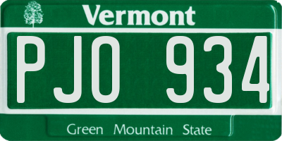 VT license plate PJO934
