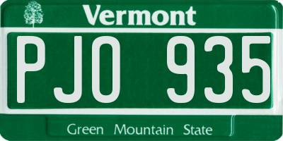 VT license plate PJO935