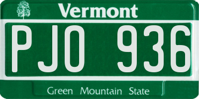 VT license plate PJO936