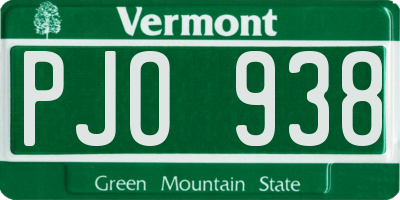 VT license plate PJO938
