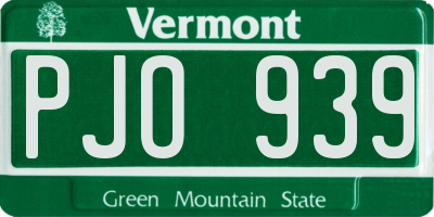 VT license plate PJO939
