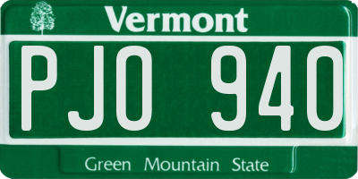 VT license plate PJO940
