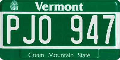 VT license plate PJO947