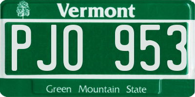 VT license plate PJO953