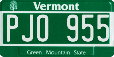 VT license plate PJO955