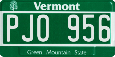 VT license plate PJO956