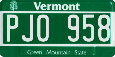 VT license plate PJO958