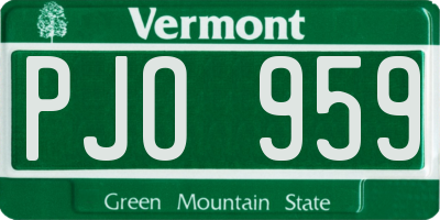 VT license plate PJO959