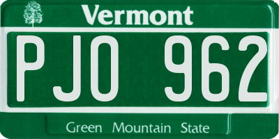 VT license plate PJO962