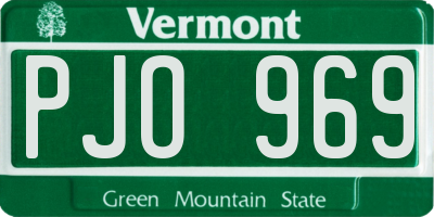 VT license plate PJO969