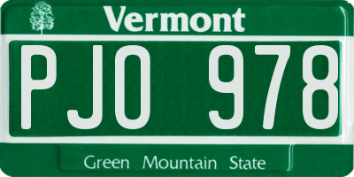VT license plate PJO978