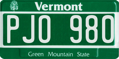 VT license plate PJO980