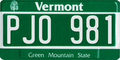 VT license plate PJO981