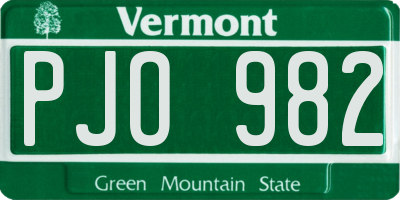 VT license plate PJO982