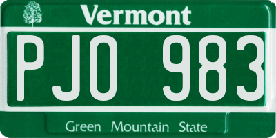 VT license plate PJO983