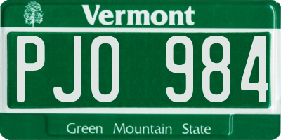 VT license plate PJO984
